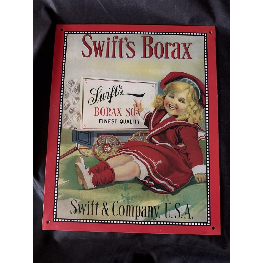 VTG | Swift's Borax Laundry Soap Advertising Metal Tin Sign